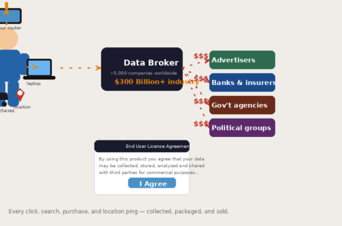data privacy illustration showing how personal data is collected and sold